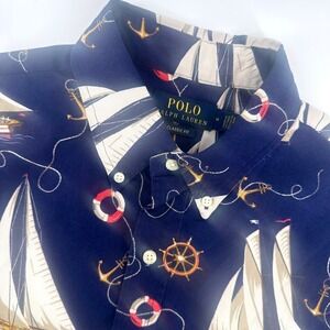 NEW Polo Ralph Lauren Mens S Classic Fit Sailboat Anchor Print Button Down Shirt